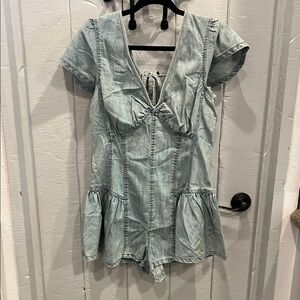We The Free Light Blue Denim Romper Size M NWT